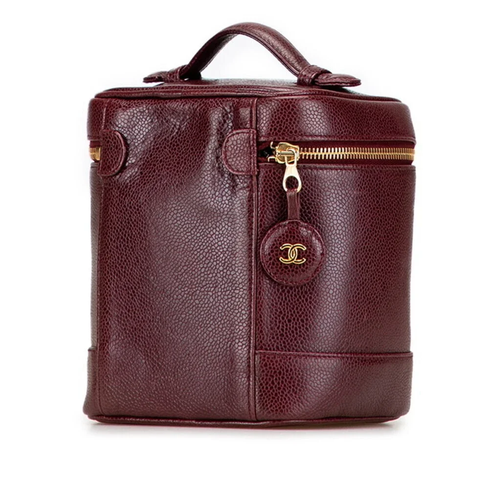 CHANEL Caviar Leather Logo Vanity Bag